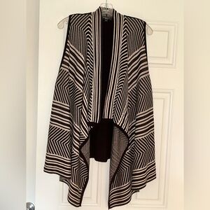 Spense Black and Tan Striped Knit Sweater Vest
